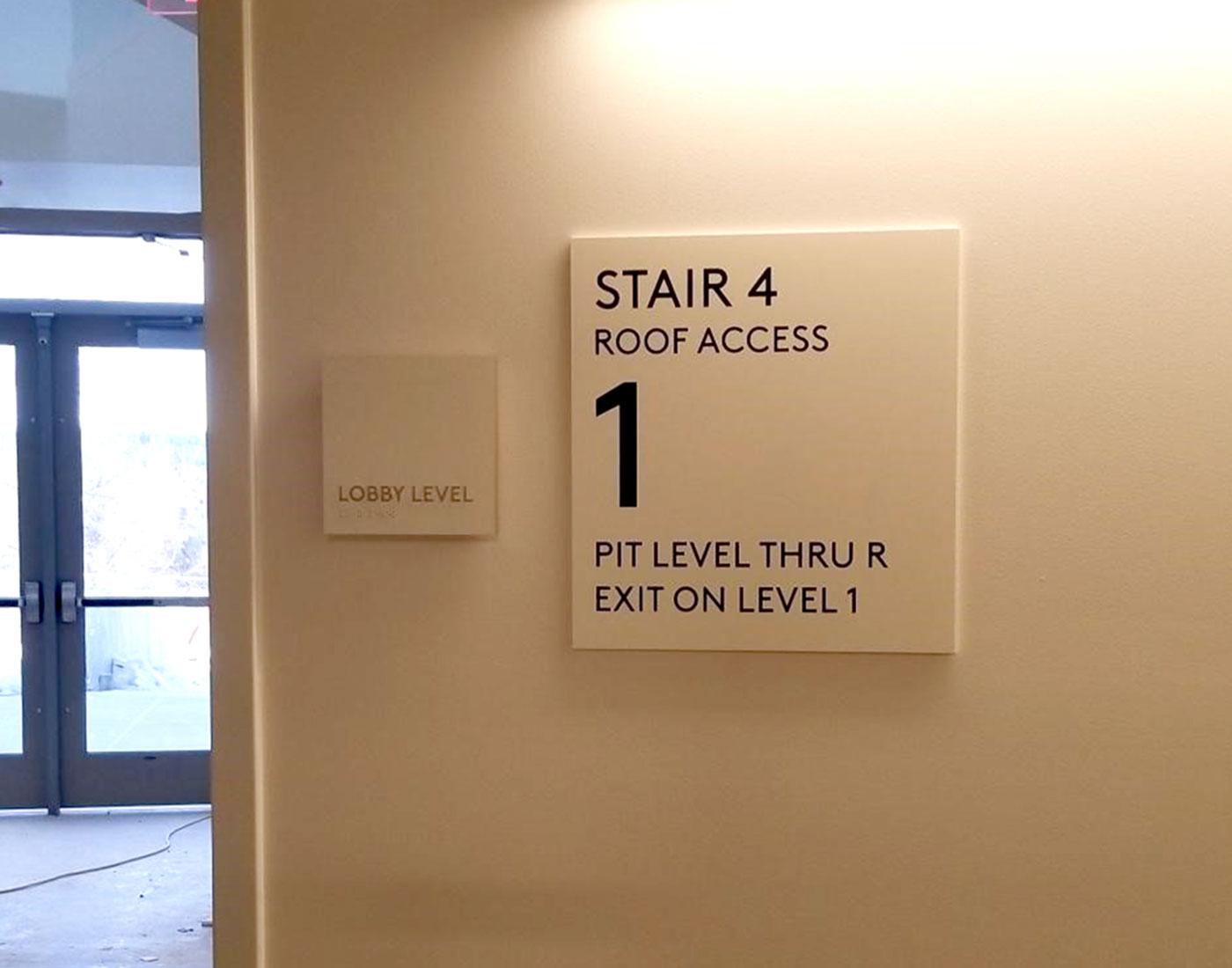 ADA Code signage and way finding being installed on all interior rooms and levels inside the center.